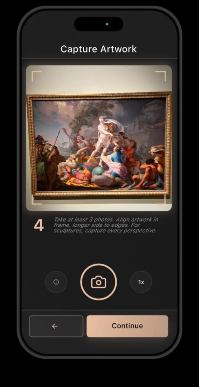 Museo Ambassador app - capturing an artwork