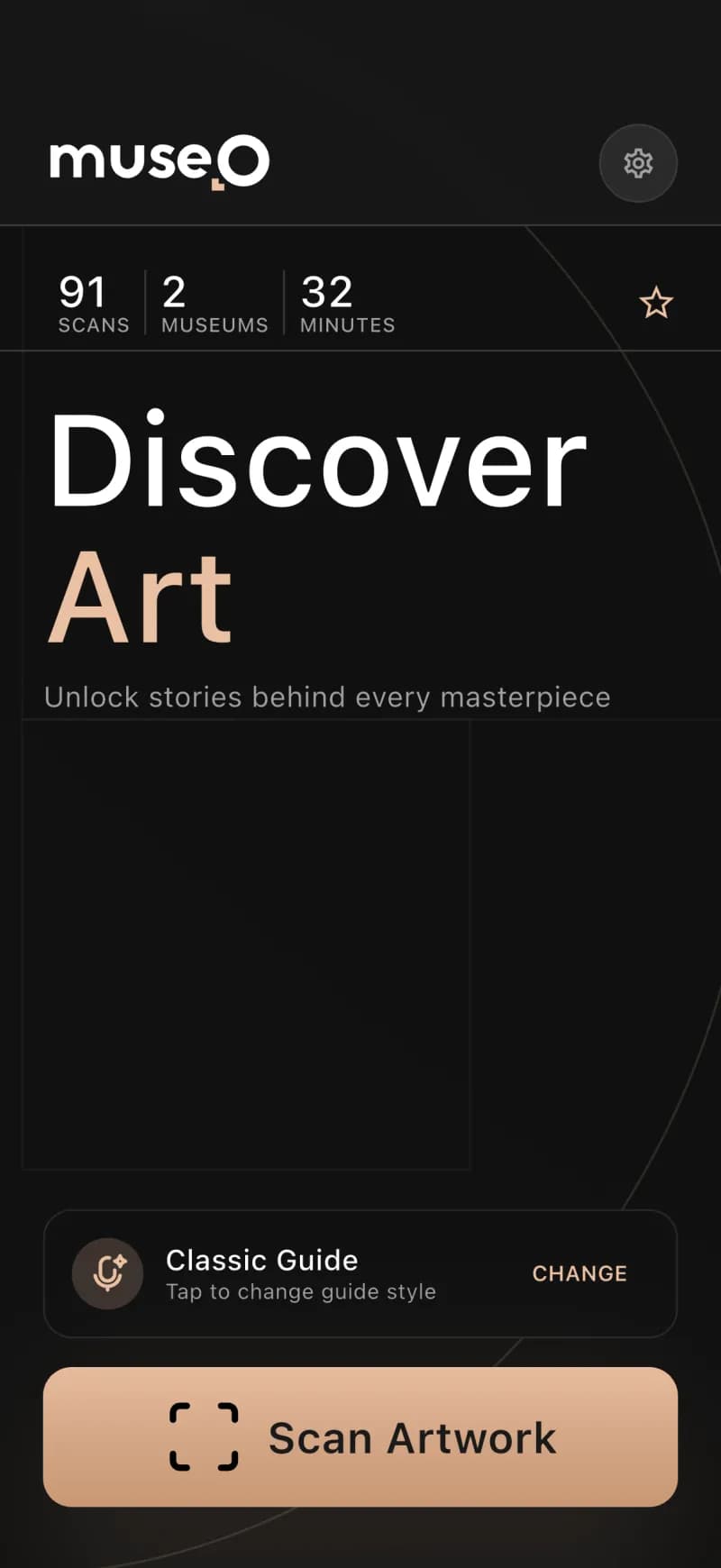 A real artwork scanned and recognized in the Museo app