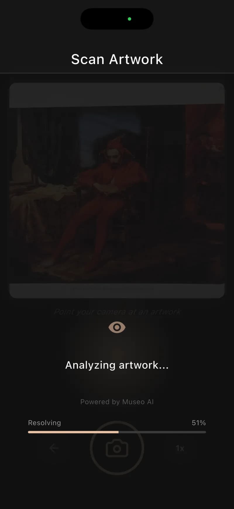 A real artwork scanned and recognized in the Museo app