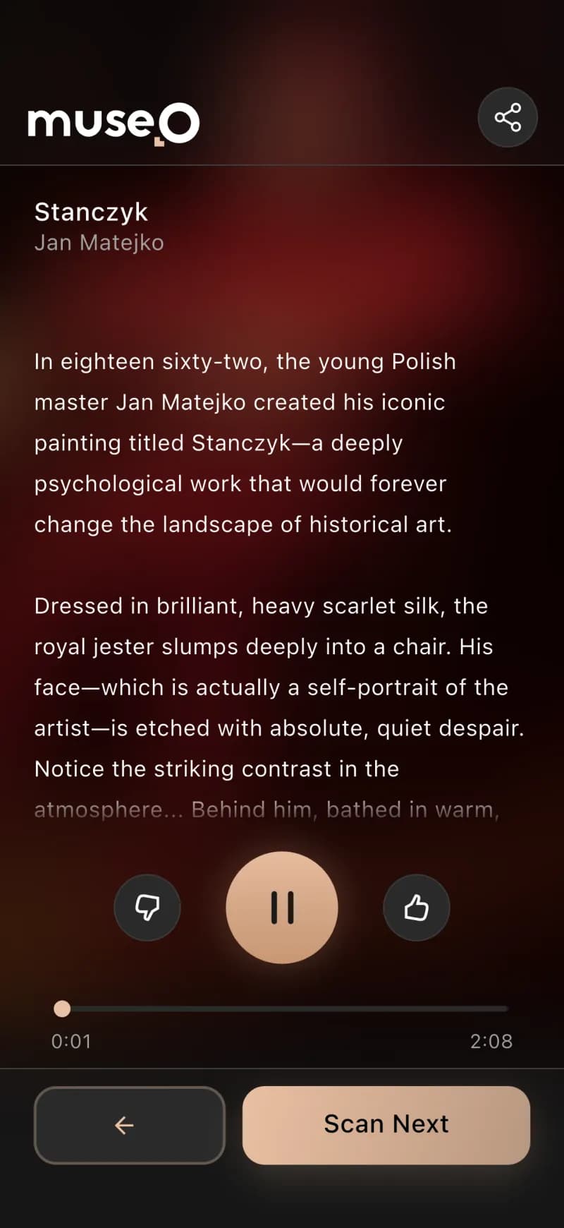 A real artwork scanned and recognized in the Museo app