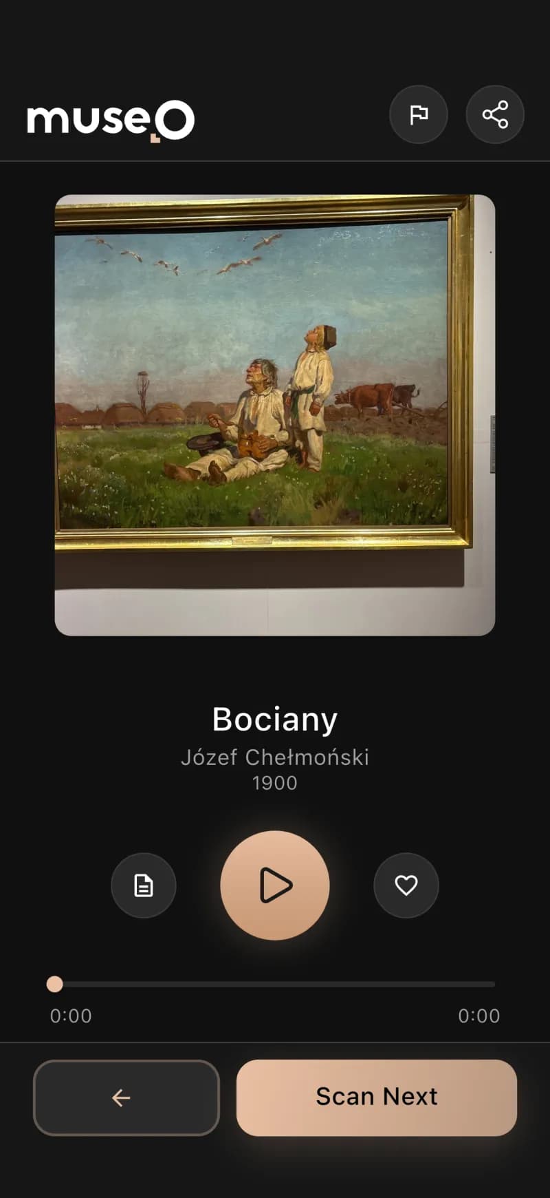 A real artwork scanned and recognized in the Museo app