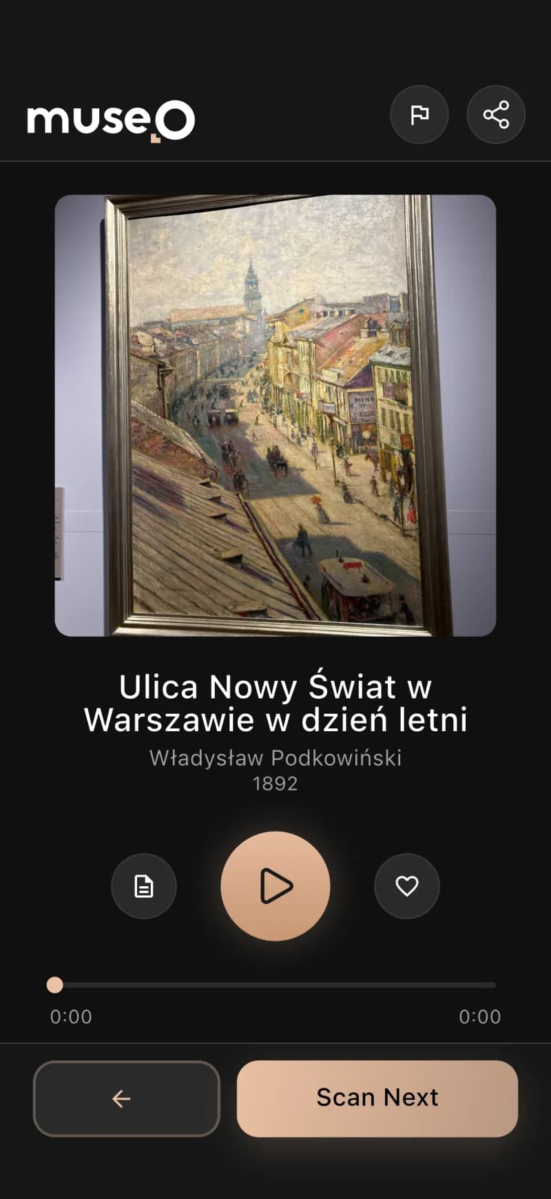 A real artwork scanned and recognized in the Museo app